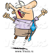 Vector of a Cartoon Joyful Jumping White Businessman by Toonaday