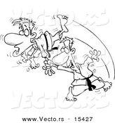 Vector of a Cartoon Judo Man Fighting - Coloring Page Outline by Toonaday
