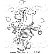 Vector of a Cartoon Juggling Rottweiler on a Unicycle - Outlined Coloring Page by Toonaday