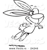 Vector of a Cartoon Jumping Easter Bunny - 1 - Outlined Coloring Page by Toonaday