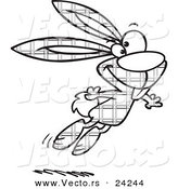 Vector of a Cartoon Jumping Plaid Easter Bunny - 2 - Outlined Coloring Page by Toonaday