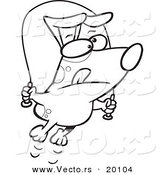 Vector of a Cartoon Jumproping Dog - Outlined Coloring Page by Toonaday