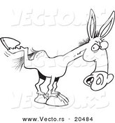 Vector of a Cartoon Kicking Mule - Coloring Page Outline by Toonaday