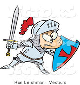 Vector of a Cartoon Knight Boy Pretending with Sword and Shield by Toonaday