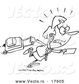 Vector of a Cartoon Late Businesswoman Trying to Get to Her Flight - Outlined Coloring Page by Toonaday