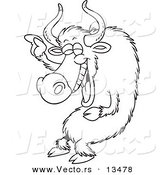 Vector of a Cartoon Laughing Yak - Coloring Page Outline by Toonaday