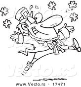 Vector of a Cartoon Leaping Leprechaun - Coloring Page Outline by Toonaday