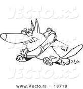 Vector of a Cartoon Lifeguard German Shepherd - Outlined Coloring Page by Toonaday