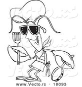 Vector of a Cartoon Lobster Chef - Outlined Coloring Page by Toonaday