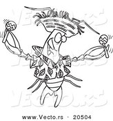 Vector of a Cartoon Lobster Shaking Maracas - Coloring Page Outline by Toonaday