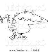 Vector of a Cartoon Long Nosed Monster - Outlined Coloring Page by Toonaday