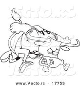 Vector of a Cartoon Longhorn Bull - Outlined Coloring Page by Toonaday