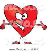 Vector of a Cartoon Love Heart Character with Open Arms by Toonaday