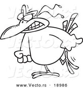 Vector of a Cartoon Mad Bird - Outlined Coloring Page by Toonaday