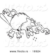 Vector of a Cartoon Mad Cat Attacking - Outlined Coloring Page by Toonaday