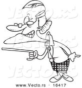 Vector of a Cartoon Mad Granny Waving Her Cane - Outlined Coloring Page Drawing by Toonaday