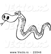 Vector of a Cartoon Mad Snake - Coloring Page Outline by Toonaday