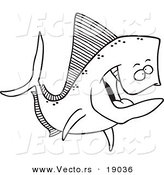 Vector of a Cartoon Mahi Mahi Fish - Outlined Coloring Page by Toonaday