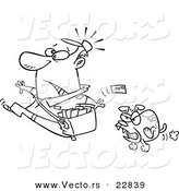 Vector of a Cartoon Mail Man Running from a Dog - Coloring Page Outline by Toonaday