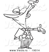 Vector of a Cartoon Maitre D Gesturing - Outlined Coloring Page by Toonaday