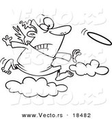 Vector of a Cartoon Male Angel Chasing His Halo - Outlined Coloring Page by Toonaday