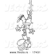 Vector of a Cartoon Male Bungee Jumper - Coloring Page Outline by Toonaday