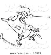 Vector of a Cartoon Male Golfer Getting Hit with a Ball - Outlined Coloring Page Drawing by Toonaday