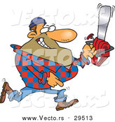 Vector of a Cartoon Male Lumberjack Carrying a Saw by Toonaday