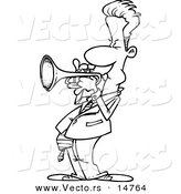Vector of a Cartoon Male Trumpet Player - Coloring Page Outline by Toonaday