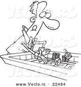 Vector of a Cartoon Man at a Craps Table - Coloring Page Outline by Toonaday