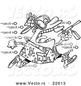 Vector of a Cartoon Man Being Hit with Paintballs - Coloring Page Outline by Toonaday