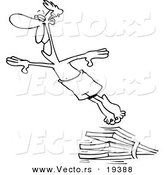 Vector of a Cartoon Man Diving - Outlined Coloring Page by Toonaday