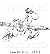 Vector of a Cartoon Man Doing a Pencil Vault - Coloring Page Outline by Toonaday