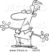 Vector of a Cartoon Man Exaggerating with His Arms - Outlined Coloring Page Drawing by Toonaday