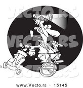 Vector of a Cartoon Man Golfing at Night - Coloring Page Outline by Toonaday