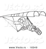Vector of a Cartoon Man Hang Gliding - Outlined Coloring Page Drawing by Toonaday