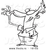 Vector of a Cartoon Man Holding His Hand to His Nose and Waving His Fingers - Outlined Coloring Page Drawing by Toonaday