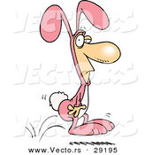 Vector of a Cartoon Man Hopping in a Pink Bunny Costume by Toonaday