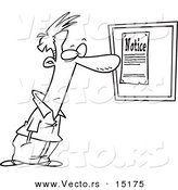 Vector of a Cartoon Man Reading a Notice - Coloring Page Outline by Toonaday