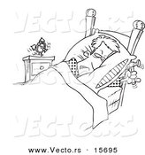 Vector of a Cartoon Man Ready to Beat an Alarm Clock with a Hammer - Coloring Page Outline by Toonaday