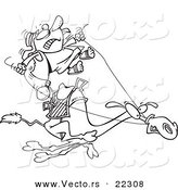 Vector of a Cartoon Man Riding a Fast Camel - Coloring Page Outline by Toonaday