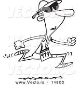 Vector of a Cartoon Man Running in a Triathlon - Coloring Page Outline by Toonaday