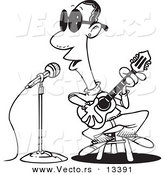 Vector of a Cartoon Man Singing the Blues - Coloring Page Outline by Toonaday