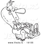 Vector of a Cartoon Man Sitting in a Recliner and Watching Tv - Outlined Coloring Page by Toonaday