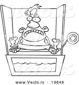 Vector of a Cartoon Man Sitting on a Dunk Tank - Outlined Coloring Page by Toonaday