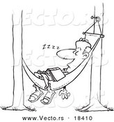 Vector of a Cartoon Man Snoozing in a Hammock - Outlined Coloring Page by Toonaday
