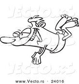 Vector of a Cartoon Man Swan Diving - Coloring Page Outline by Toonaday