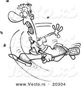 Vector of a Cartoon Man Swatting at Flies - Coloring Page Outline by Toonaday