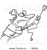 Vector of a Cartoon Man Swinging on a High Speed Internet Computer Mouse - Outlined Coloring Page by Toonaday