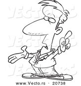 Vector of a Cartoon Man Talking and Pointing - Coloring Page Outline by Toonaday